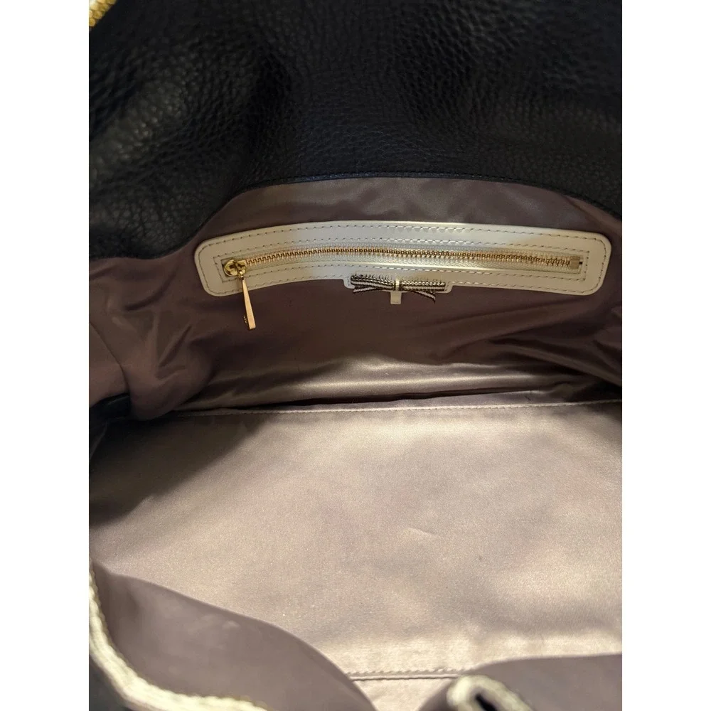 Henri Bendel Black Pebbled Leather Satchel & Shoulder Bag Gold Hardware